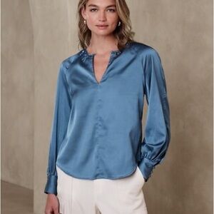 Banana Republic Blue Satin Blouse
